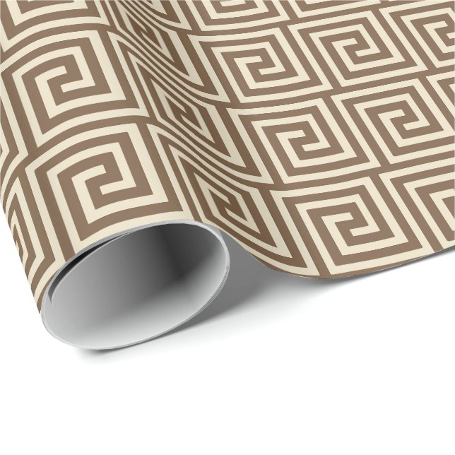 Papel De Presente Chave grega, máscaras do tan do taupe (Ponta do rolo)