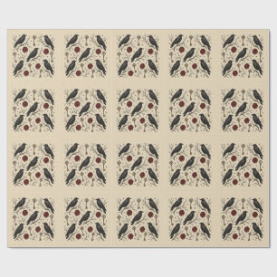 Papel De Presente Chaves Antigas Corvo Gótico Halloween Vitoriano