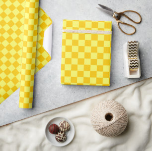 Papel De Presente Checkerboard de combinação amarela por ShirleyTa