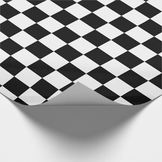 Papel De Presente Checkerboard preto e branco em negrito (Ponta)