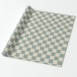 Papel De Presente Checkerboard verde e amarelo pálido