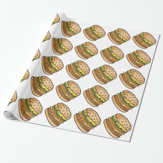 Papel De Presente cheeseburger retrô (Desenrolado)