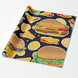 Papel De Presente Cheeseburgers coloridos vibrantes