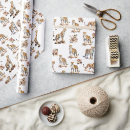 Papel De Presente Cheetahs Floral