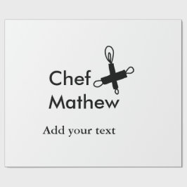 Papel De Presente Chef cozinheiro adiciona nome SMS homens padaria d