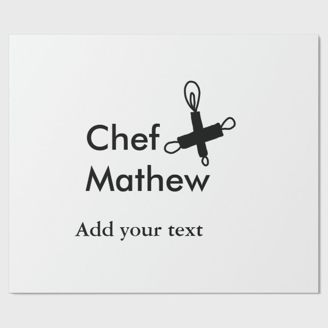 Papel De Presente Chef cozinheiro adiciona nome SMS homens padaria d (Aberto)
