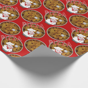 Papel De Presente Chef Italiano Pizza, Red-Gift Wrap
