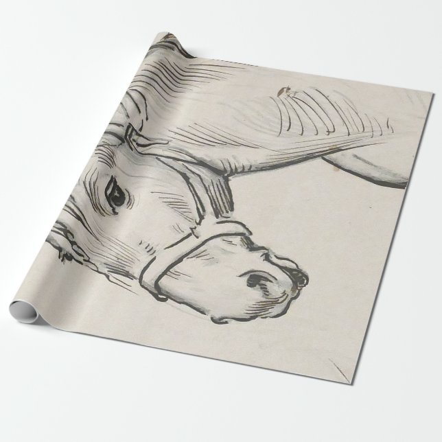Papel De Presente Chefe de Cavalo (por Alfred Dehodencq) (Desenrolado)