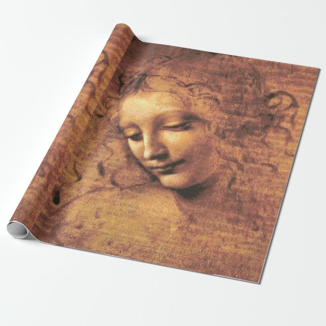 Papel De Presente Chefe de uma Mulher La Scapigliata Leonardo Da Vin (Desenrolado)