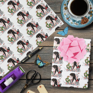 Papel De Presente Cherry Blossoms Fairy Dragon Amizade