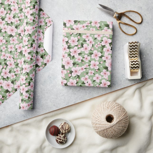Papel De Presente Cherry Blossoms Floral (Artesanato)