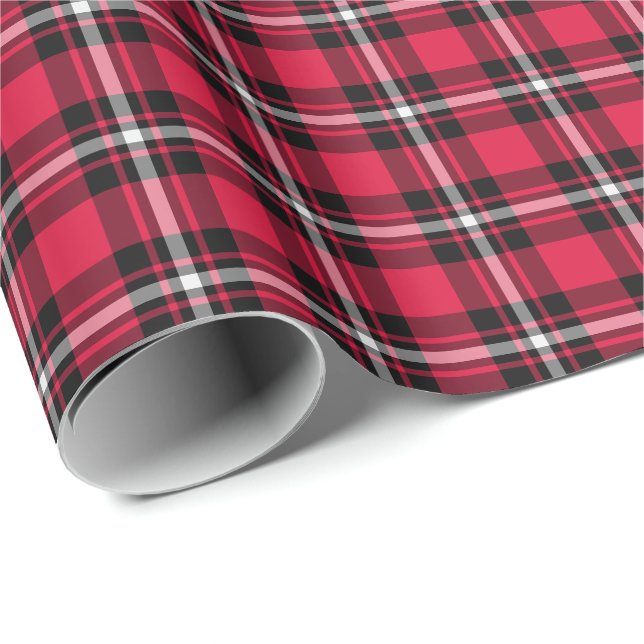 Papel De Presente Cherry Red, Black and White Sporty Xadrez (Ponta do rolo)