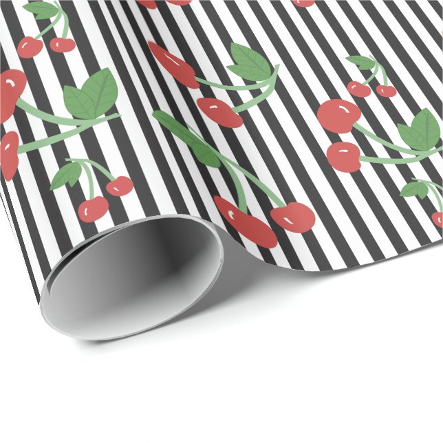 Papel De Presente Cherry Roll - Stripes (Ponta do rolo)
