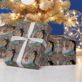 Papel De Presente Cherub Love Pours Sobre o Natal da Cidade