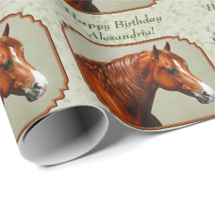 Papel De Presente Chestnut Morgan Horse Sage Green