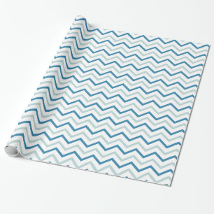 Papel De Presente Chevron Azul Branco e Teal