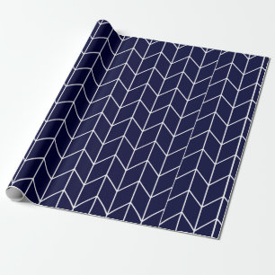 Papel De Presente Chevron branco no chique moderno dos azuis