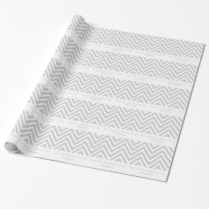 Papel De Presente Chevron cinzento e branco   personalizado
