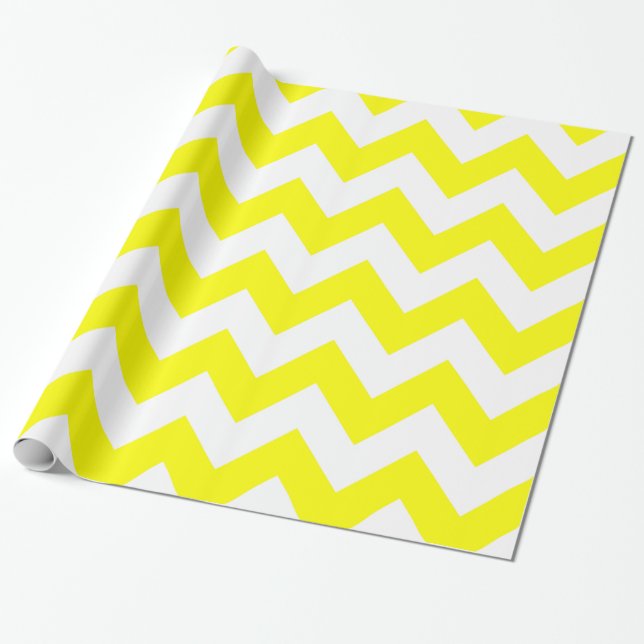 Papel De Presente Chevron corajoso amarelo (Desenrolado)