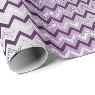 Papel De Presente Chevron Glam Lux Roxo Metálico Roxo Ametist Plum