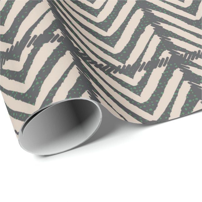 Papel De Presente Chevron Moderno - clássico francês monocromático p (Ponta do rolo)