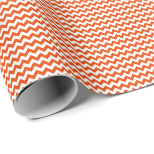 Papel De Presente Chevron pequeno alaranjado e branco brilhante