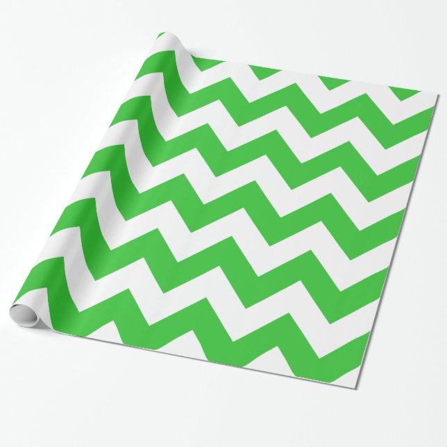 Papel De Presente Chevron Verde Negrito (Desenrolado)
