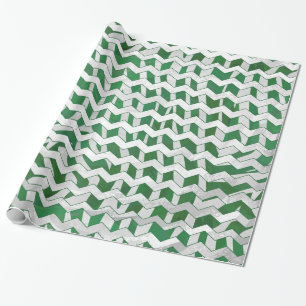 Papel De Presente Chevron Zebra Green e White Impressão