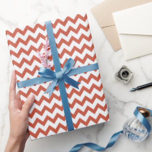 Papel De Presente Chevron Zig Zag Pattern Terracotta White Scandi
