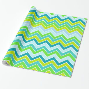 Papel De Presente Chevron zigzag padrão verde-aqua do chá diário