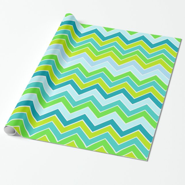 Papel De Presente Chevron zigzag padrão verde-aqua do chá diário (Desenrolado)