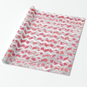 Papel De Presente ChevronDálmata Rosa e Branco