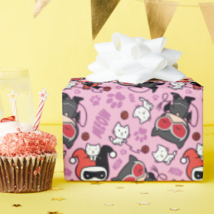 Papel De Presente Chibi Catman, Harley Quinn, e Padrão Kittens