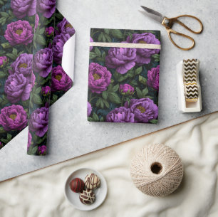 Papel De Presente Chic Blooming Peonies Flor Wraping Paper
