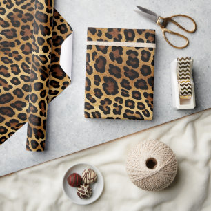 Papel De Presente Chic Brown Dourado Lepard