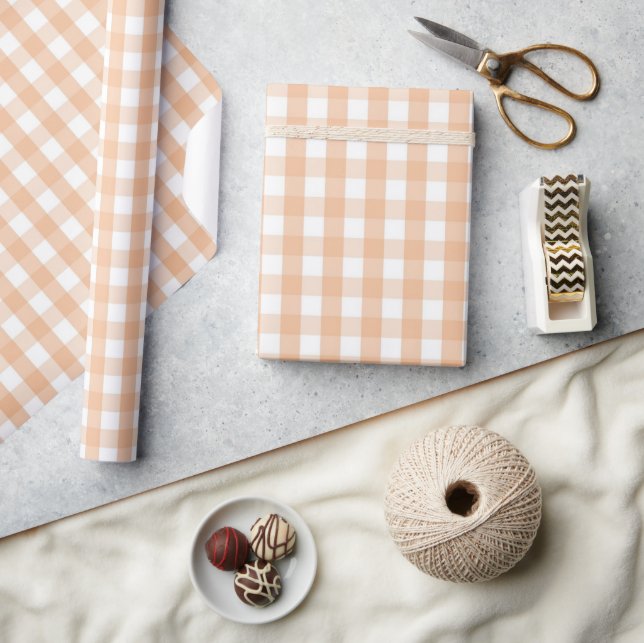 Papel De Presente Chic Chá de Bebê  Xadrez e Gingham Rosa Pastel (Artesanato)