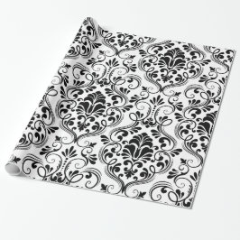 Papel De Presente Chic Damask Black & White Wrappaper