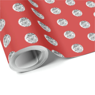 Papel De Presente Chic de Padrão Elegante Vermelho e Diamantes