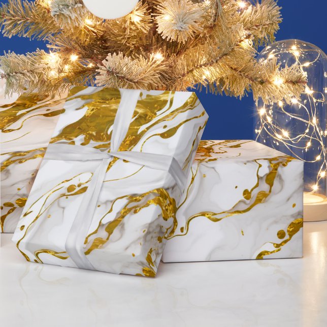 Papel De Presente Chic Elegante Mable Marbled (Feriados)