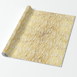 Papel De Presente Chic Glam Dourada Zebra Branca