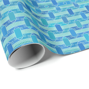 Papel De Presente Chic industrial Art Deco - azul macio
