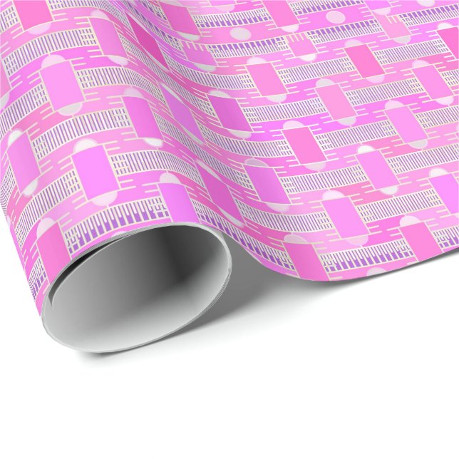 Papel De Presente Chic industrial Art Deco - rosa, mauve (Ponta do rolo)