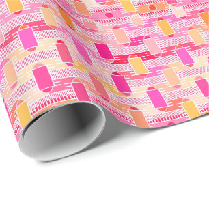 Papel De Presente Chic industrial Art Deco - rosa, pêssego, ouro