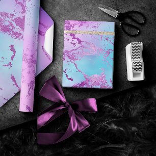 Papel De Presente Chic Marble   Glitzy Glam Violeta Roxo Azul Degrad