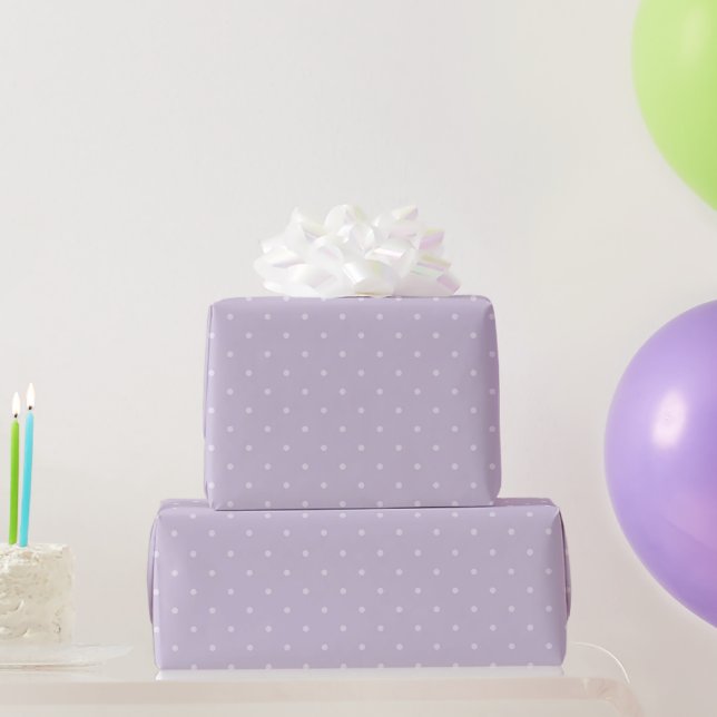 Papel De Presente Chic Roxo Pontos Brancos Aniversário (Presentes para festas)