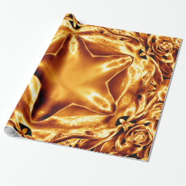 Papel De Presente Chic Shiny de Natal Elegante Dourado Cobre