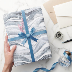 Papel De Presente Chic Silver Glam Abstrato Birthday