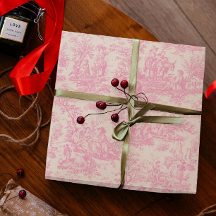 Papel De Presente Chic vintage bebê rosa toile de jouy impresso