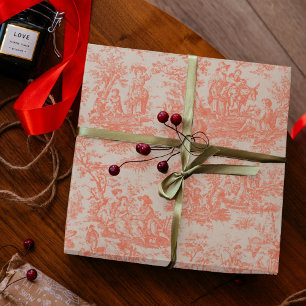 Papel De Presente Chic vintage orange toile de jouy impresso