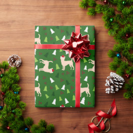 Papel De Presente Chihuahua Cães em Santa Hats VERDE de Natal